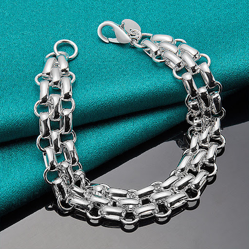 Title 2, Silver Plated Double Layer Chain Checker Button...
