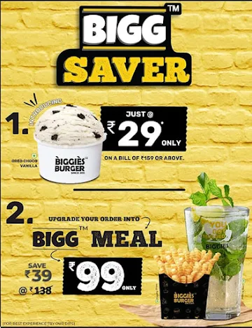 Biggies Burger menu 