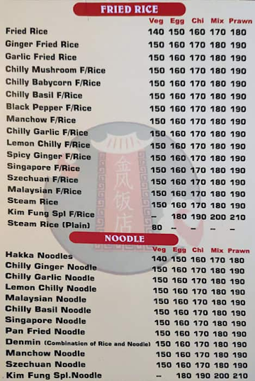 Kim’s Chinese Fast Food menu 
