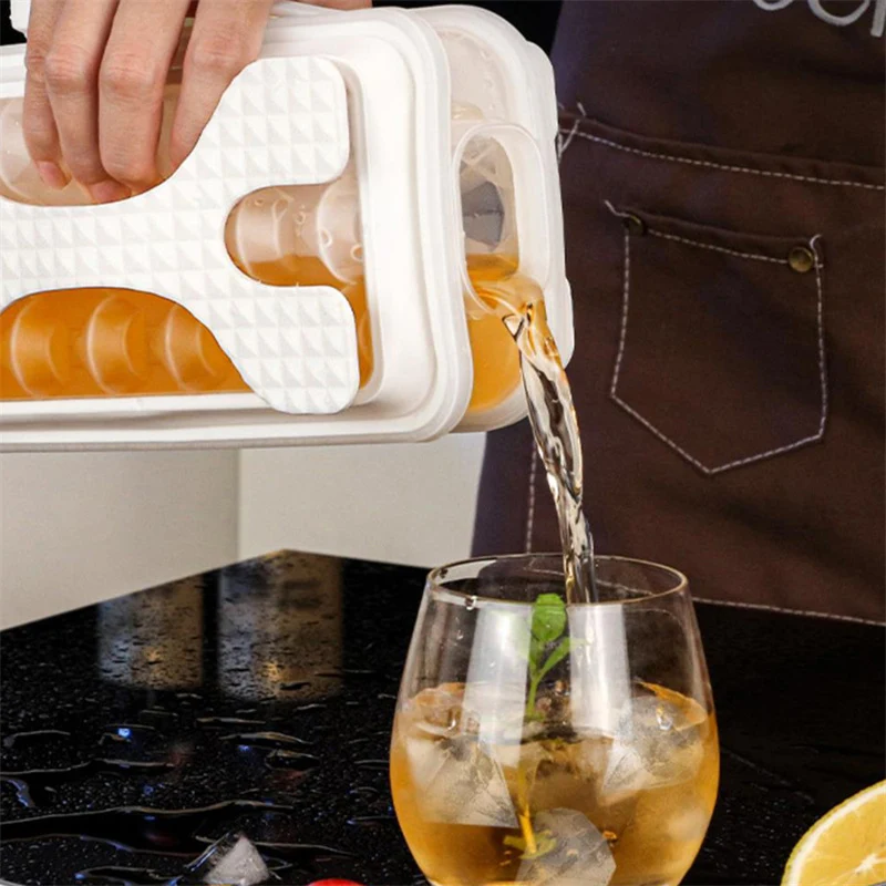 2in1 draagbare siliconen ijsbalvorm ijsmaker waterfles ijsblokjesvorm fles creatieve ijsbal diamant curling zomer