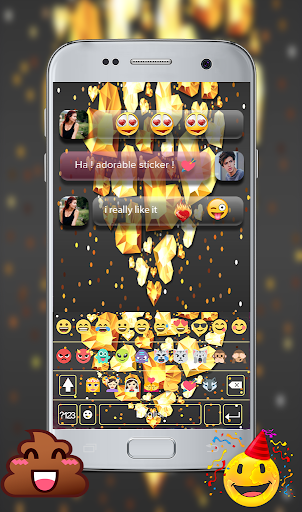 Golden Love Diamond Go Keyboard Theme