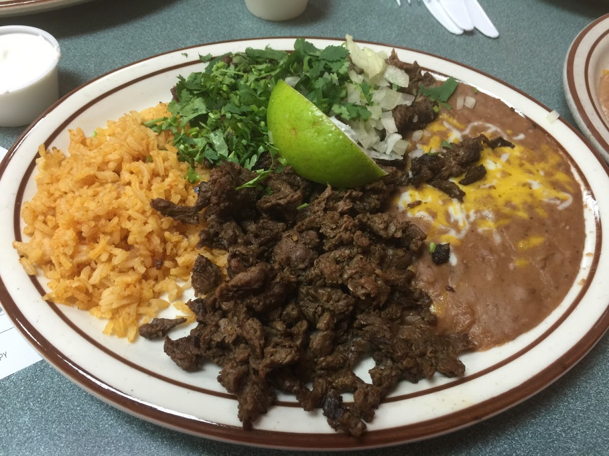 Carne Asada Platter-corn tortillas on side