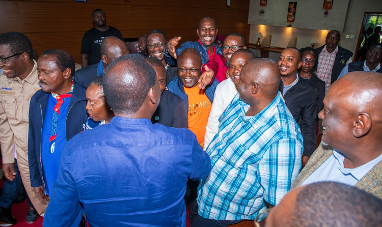 Jubilee vice chairperson David Murathe at JKIA to welcome Azimio Leader Raila Odinga on April 28, 2023.