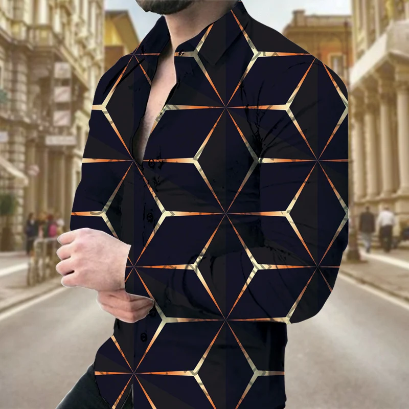 Camisa de manga larga casual estampada para hombre Frescura y estilo combinados Perfecta para un look relajado y cómodo Ideal para cualquier ocasión informal