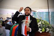 The EFF’s Mbuyiseni Ndlozi speaks at the funeral service of Tshegofatso Pule. 