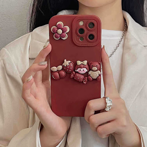 Title 3, Cute Three-dimensional Bear Girl Phone Case, st...