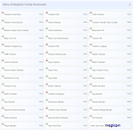 Moghal's Family Restaurant menu 1