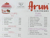 Arun Ice Creams menu 1