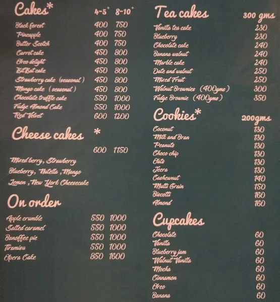 Kaptain Bakery menu 