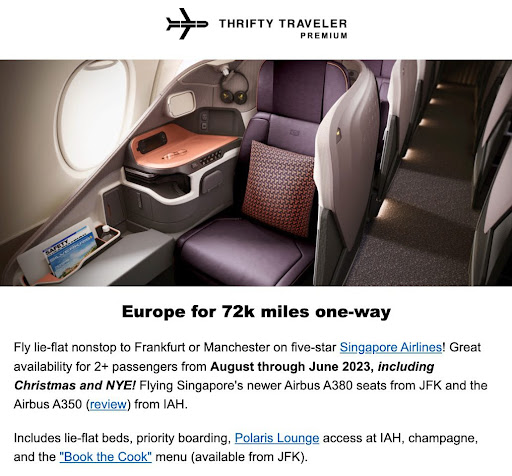 Great Singapore Business Class Award Space to Europe for 72K Miles (Including this Summer!)