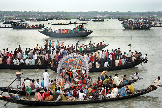 A Durga Puja celebration across the India-Bangladesh border