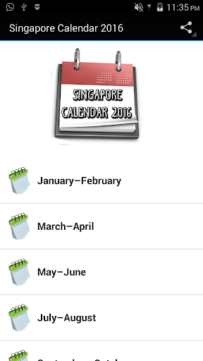 2016 Singapore Calendar