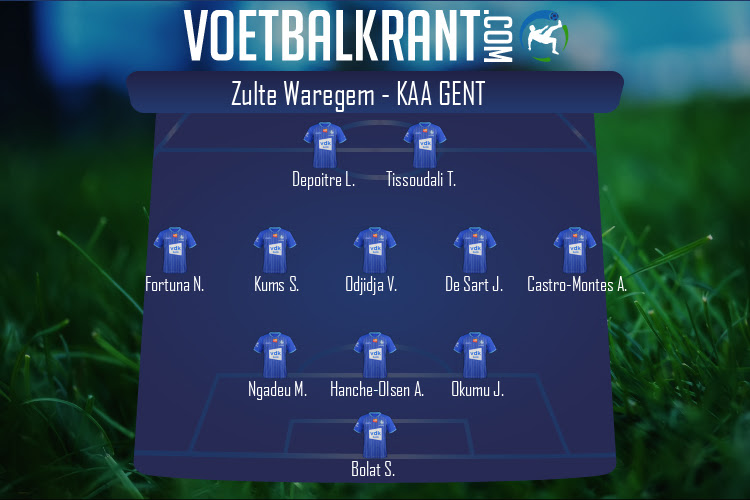 Opstelling KAA Gent | Zulte Waregem - KAA Gent (20/11/2021)