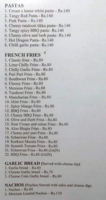 Pasta & Fries Hub menu 