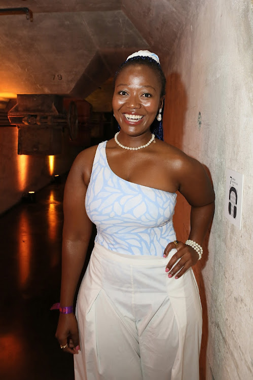 Zandi Ndhlovu, the ‘Mermaid’, at the Cape Town Resort collection fashion show at Zeitz Mocaa museum.