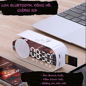 Loa Bluetooth Hỗ Trợ Thẻ Nhớ Kiêm Đồng Hồ Báo Thức Để Bàn Hiển Thị Đèn Led Kiêm Gương Soi Có Thể Dùng Trang Trí Decor