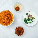 Chicken Curry Rice Bowl+Curd Rice+Chicken Fry+Gulab Jamun