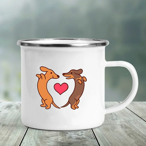 Title 3, Dachshund Print Enamel Cup Mug for your favorit...