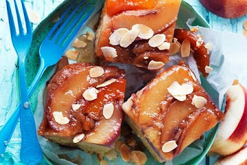 Nectarine and almond upside-down cake