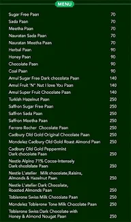 The Paan Story menu 1