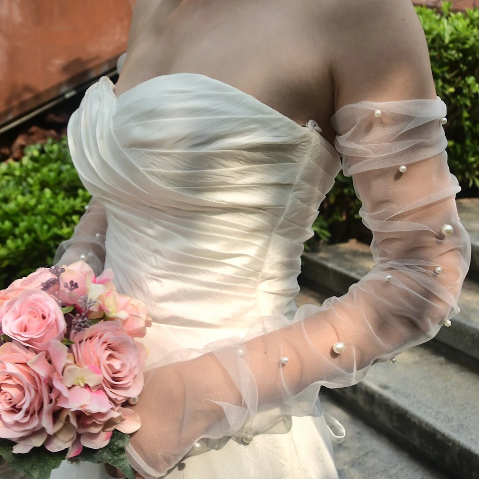 Accesorios para guantes de novia japoneses y coreanos con perlas