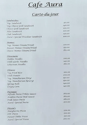 Cafe Aura menu 