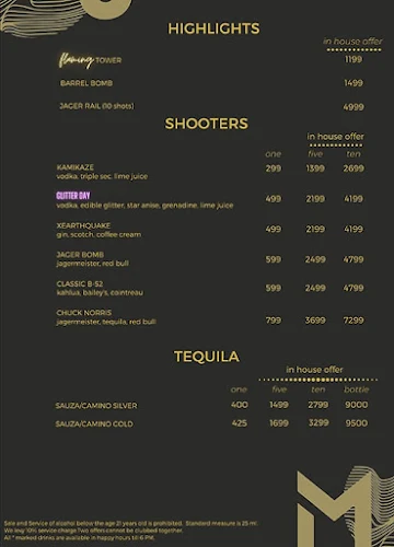 Ministry of Sound menu 