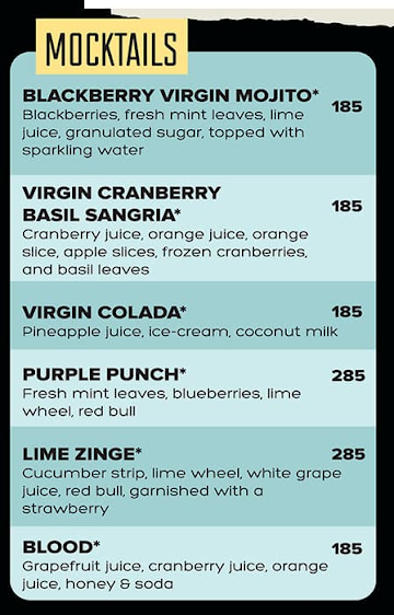 Hangover menu 