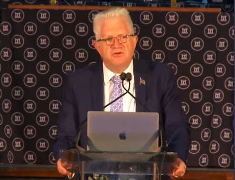 Western Cape premier Alan Winde during his state of the province address in Velddrif on February 15 2022.