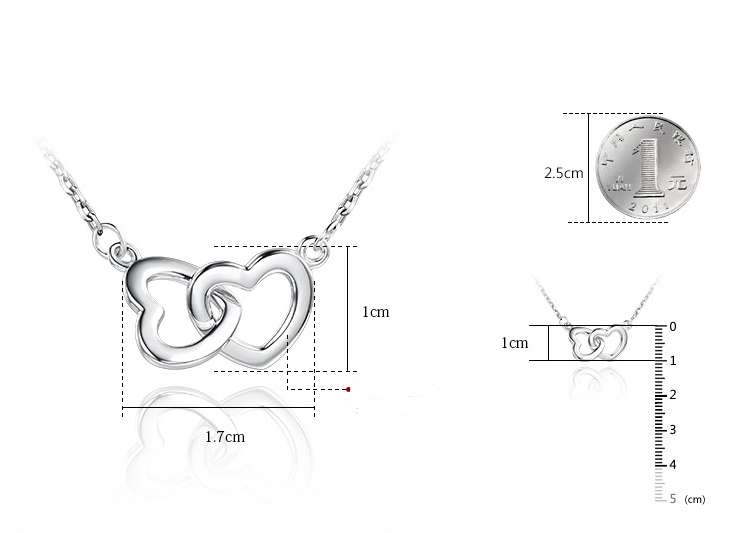 Simple and stylish heart-shaped s925 sterling silver necklace female sweet necklace