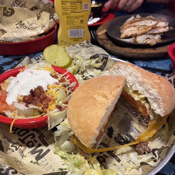 Hamburger with side salad