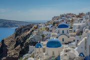 A sunny day on the Greek island of Santorini.