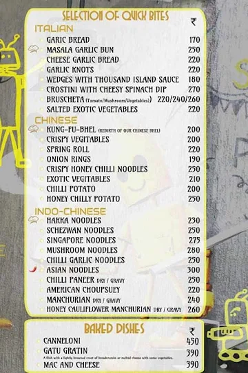 The Yellow House Robot Restaurant menu 