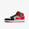 air jordan 1 mid se gs white / black / rome green / university red