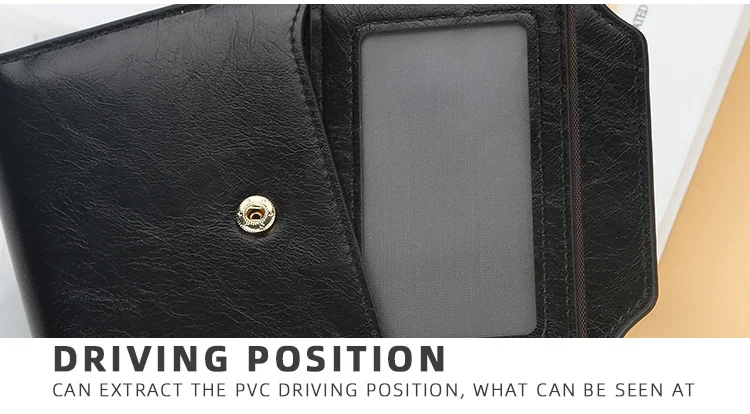 Short Multiple Card Slots Buckle Driving License Card Holder Zipper Wallet. Secure and compact, perfect for everyday use