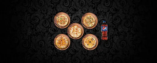 Party Pack 5 Pizza [7 Inches] With 1 Cold Beverage [750 Ml]