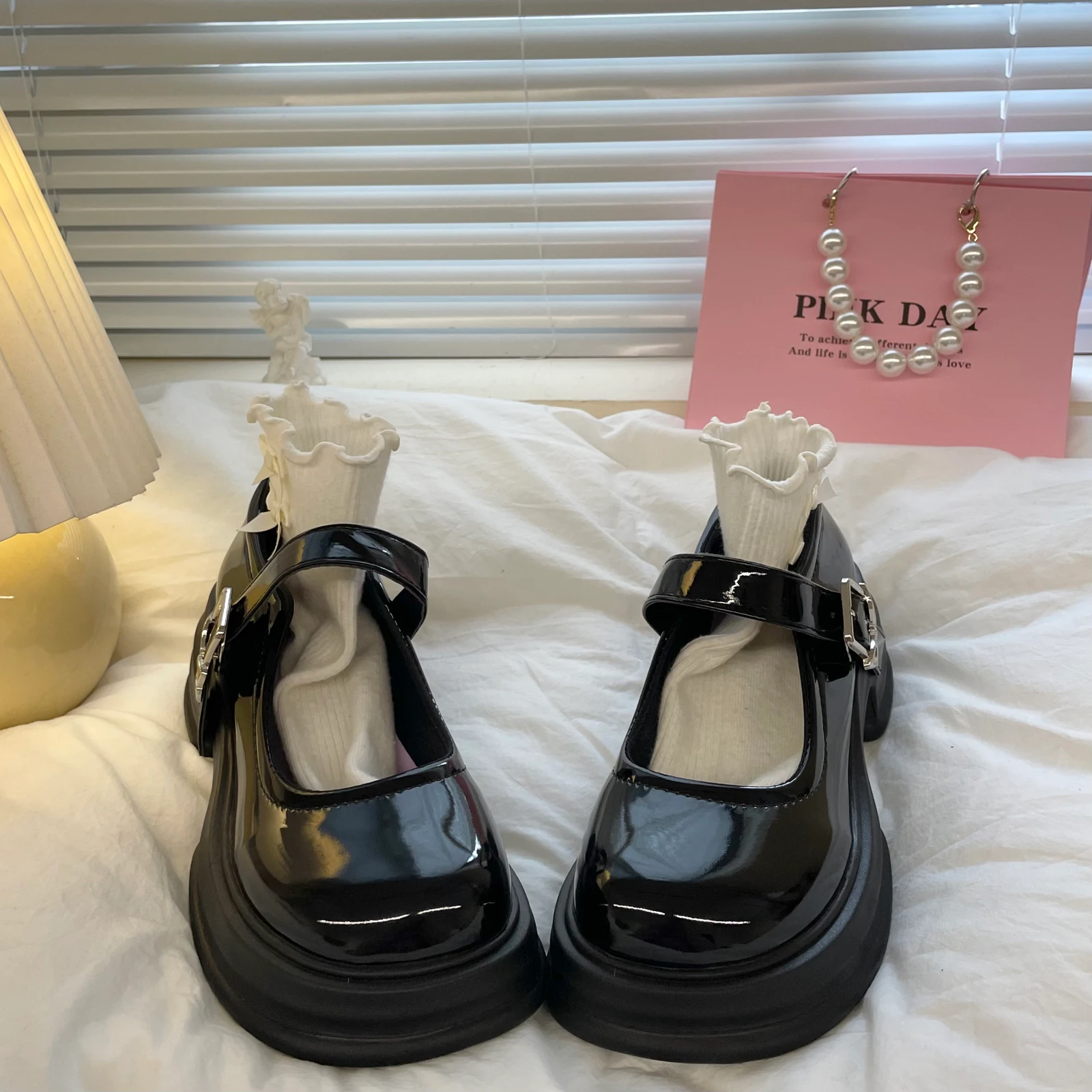Title 6, Zapatos de cuero negros versátiles para mujer c...