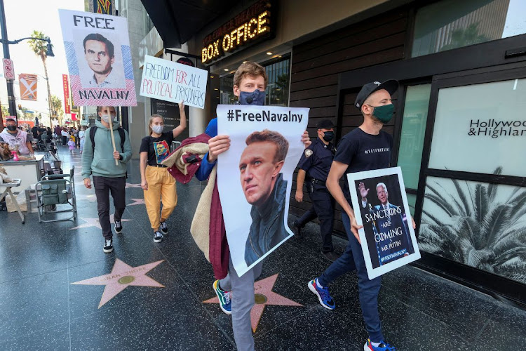 Protesters march in Hollywood in support of jailed Russian opposition leader Alexei Navalny, in Los Angeles, California, US. File photo: /RINGO CHIU/REUTERS
