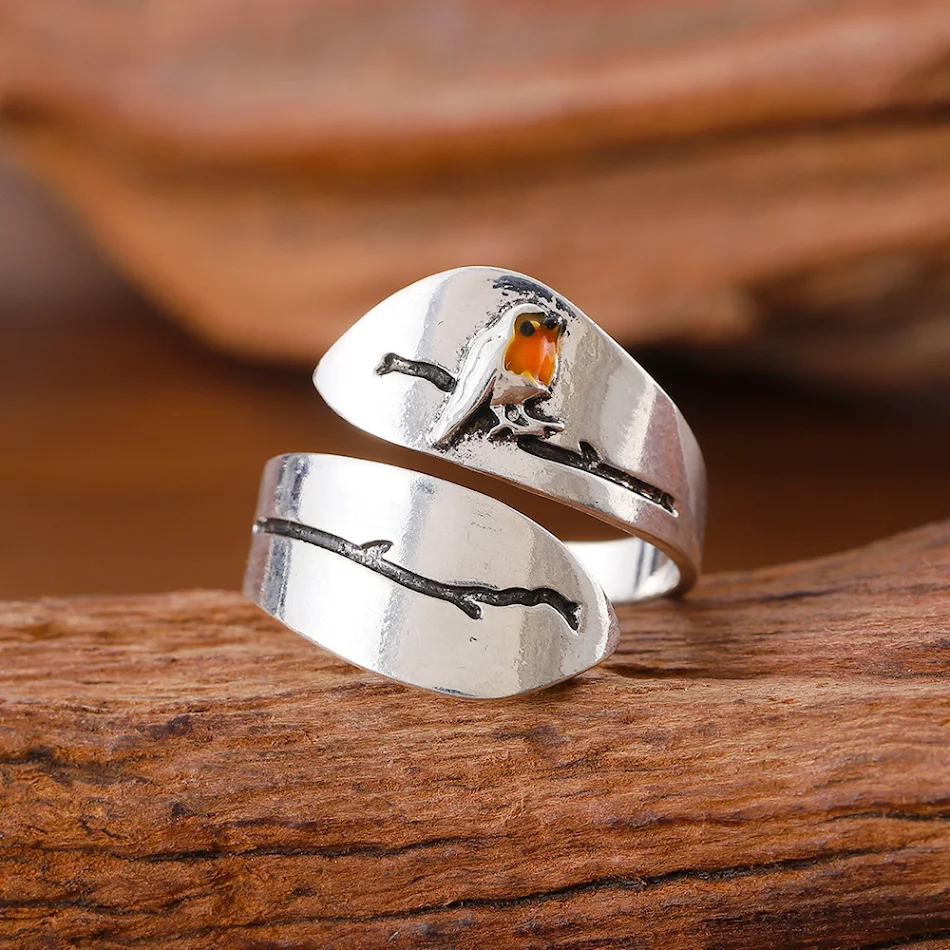 Anillo Punk Ramificado con Apertura de Ave Ajustable — Estilo Gótico para Mujeres — Joyería de Moda Versátil