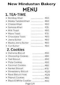 New Hindustan Bakery menu 1