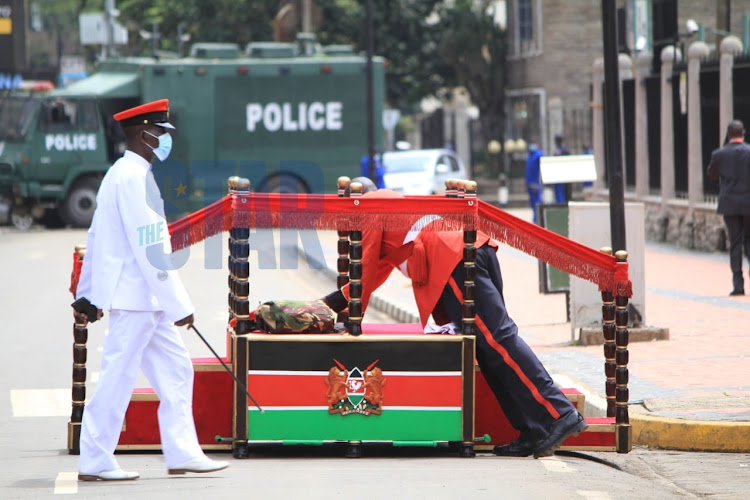 Preparations outside parliament as they await the president on the state of the nation address/EZEKIEL AMING'A