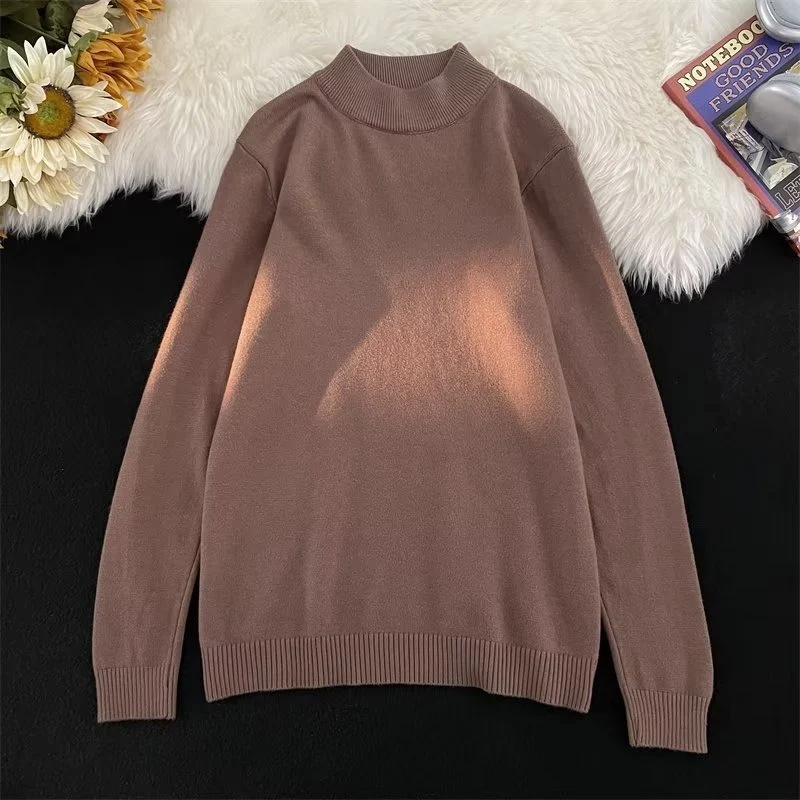 Men's Long Sleeve Mock Neck Sweater Loose Casual Bottoming Shirt Comfortable Versatile Layering Piece Perfect for Everyd