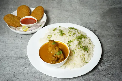 Chicken Dalcha Rice With Cutlet