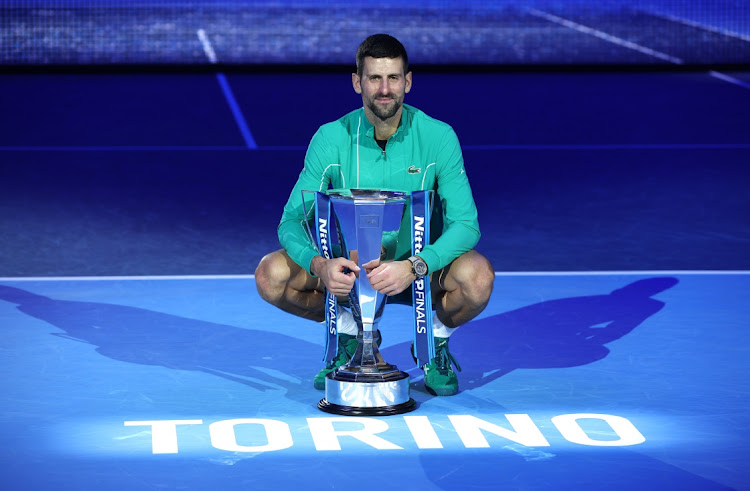 Serbia’s Novak Djokovic with the Nitto ATP Finals trophy after victory against Italy’s Jannik Sinner in the Men's Singles Finals on day eight of the Nitto ATP Finals at Pala Alpitour on Sunday in Turin, Italy. Picture: CLIVE BRUNSKILL/GETTY IMAGES