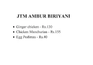 JTM Ambur Biriyani menu 2