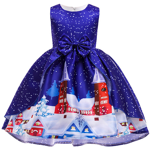 Title 10, Christmas Dress Print Princess Santa Claus Snow...