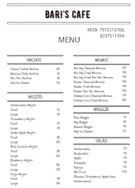 Bari's Cafe menu 3