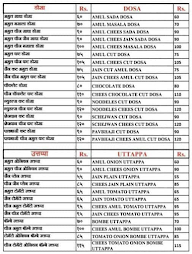 Mankar Dosa menu 1