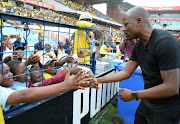 Former Mamelodi Sundowns captain Hlompho Kekana interacts with fans at Loftus after the club honoured him for his long service during the DStv Premiership match against AmaZulu on September 18 2022.
