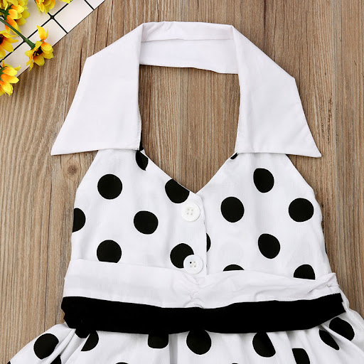 Title 3, White polka dot pattern cotton cute princess dr...